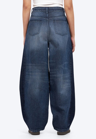 Two Tone Barrel Denim Pants