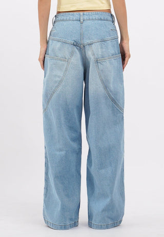Contrast Stitch Wide Leg Jeans
