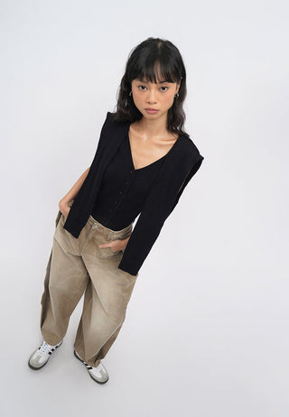 Pleated Denim Pants