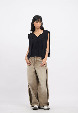 Pleated Denim Pants