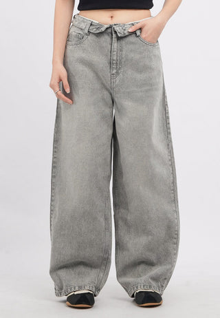 Ripped Barrel Denim Pants