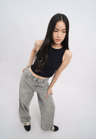 Ripped Barrel Denim Pants