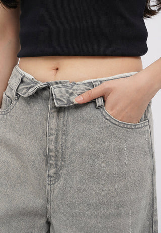 Ripped Barrel Denim Pants