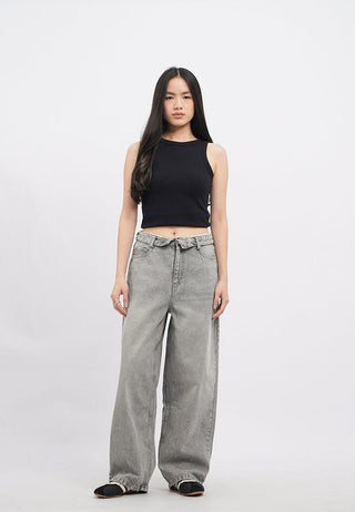 Ripped Barrel Denim Pants