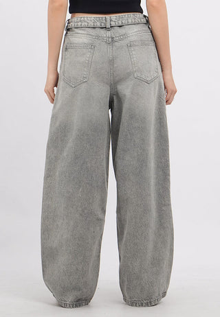 Ripped Barrel Denim Pants