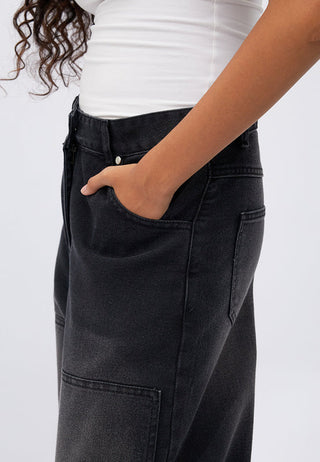 High Waist Barrel Denim Pants