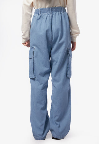 Wide Leg Cargo Denim Pants