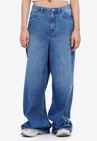 Denim Pants with Side Fringe Details