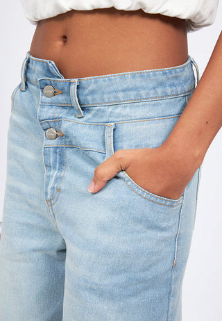 Crossover Waist Denim Pants