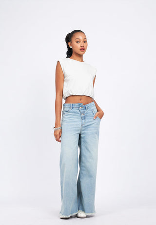 Crossover Waist Denim Pants