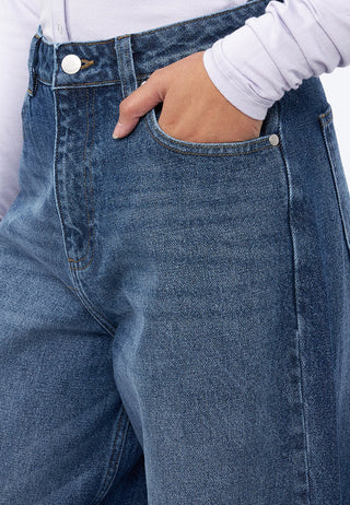 Two Tone Barrel Denim Pants