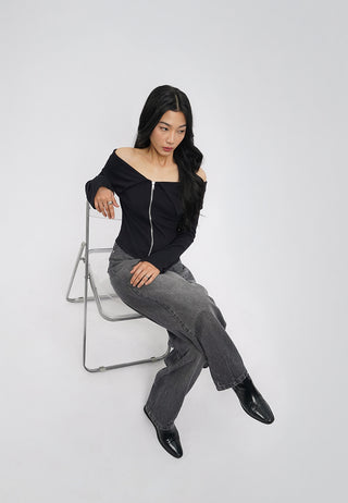 Mid Rise Barrel Denim Pants