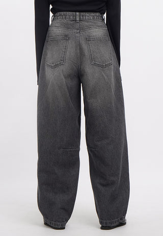 Mid Rise Barrel Denim Pants