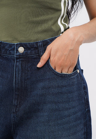 Mid Rise Barrel Denim Pants