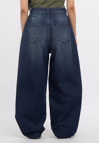 Mid Rise Barrel Denim Pants