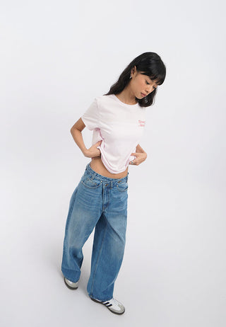 Cross Over Wide Leg Denim Pants
