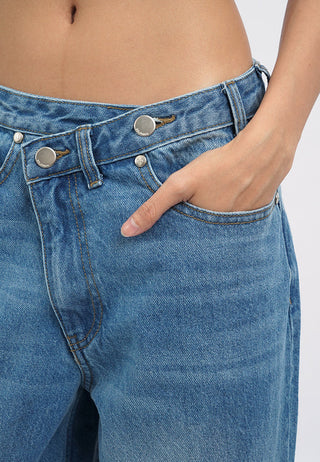 Cross Over Wide Leg Denim Pants