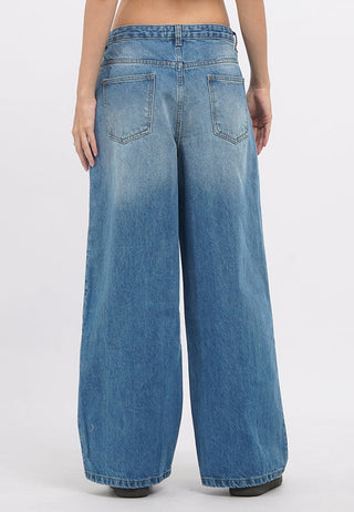 Cross Over Wide Leg Denim Pants