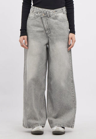 Cross Over Wide Leg Denim Pants