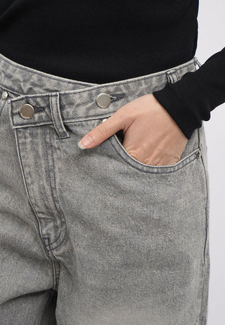 Cross Over Wide Leg Denim Pants