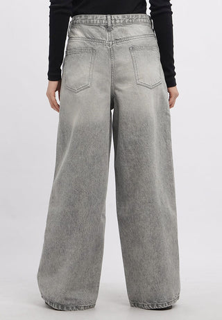Cross Over Wide Leg Denim Pants