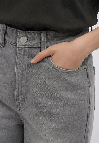 Mid Rise Straight Denim Pants