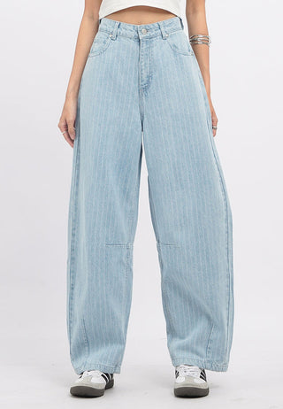 Stripes Barrel Denim Pants