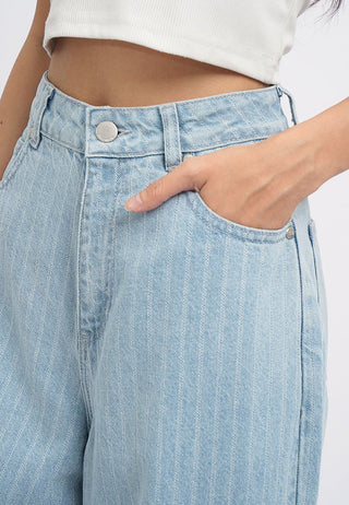 Stripes Barrel Denim Pants