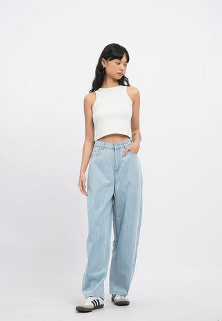Stripes Barrel Denim Pants