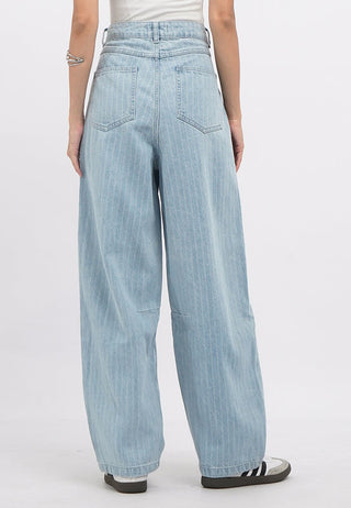 Stripes Barrel Denim Pants