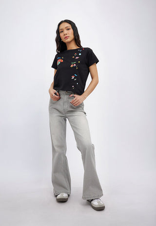 Fit and Flare Denim Pants