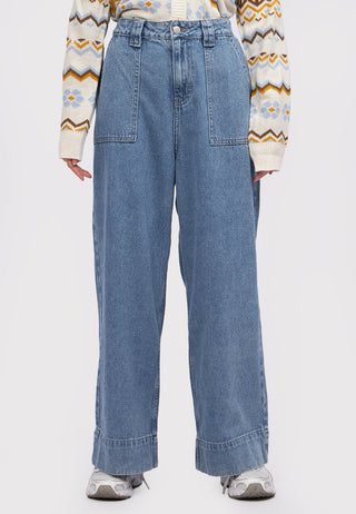 Loose Denim Pants with Patch Pocket