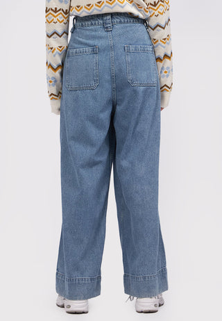 Loose Denim Pants with Patch Pocket