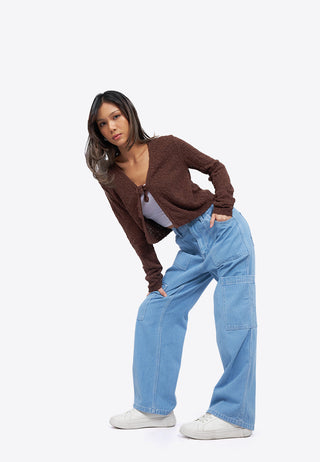 High Waist Loose Cargo Jeans