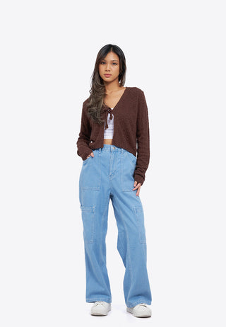 High Waist Loose Cargo Jeans