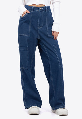 High Waist Loose Cargo Jeans