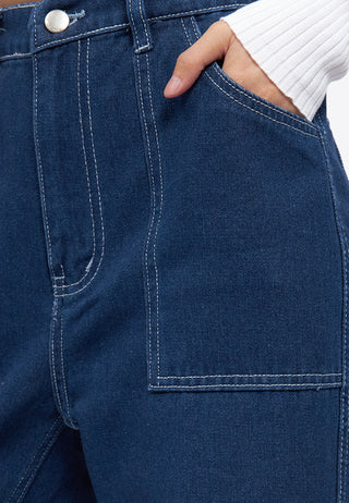 High Waist Loose Cargo Jeans