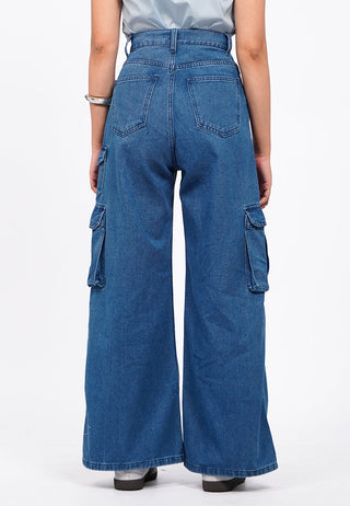Wide Leg Cargo Denim Pants