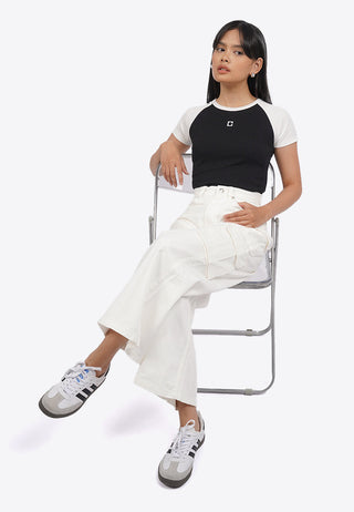 Wide Leg Denim Cargo Pants