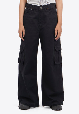 Wide Leg Denim Cargo Pants