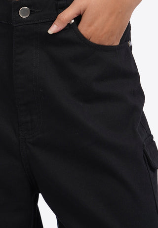 Wide Leg Denim Cargo Pants