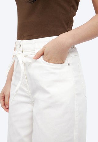 Wide Leg Denim Pants with Belt