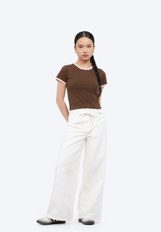 Wide Leg Denim Pants with Belt