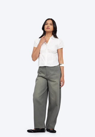 Washed Barrel Denim Pants