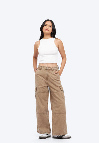 Straight Cargo Denim Pants