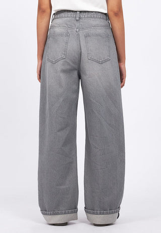 Turn Up Hem Straight Denim Pants