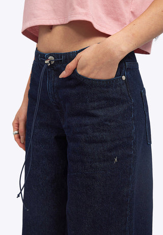 Wide Leg Drawstring Denim Pants