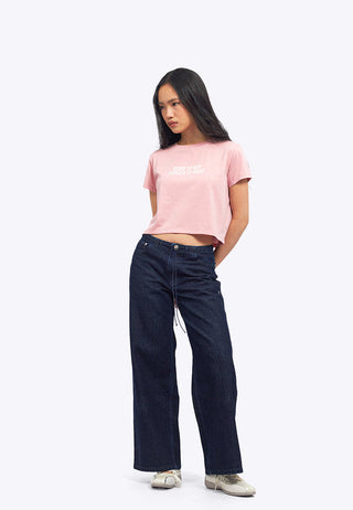 Wide Leg Drawstring Denim Pants