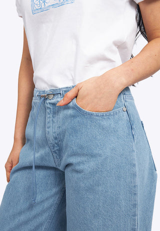 Wide Leg Drawstring Denim Pants
