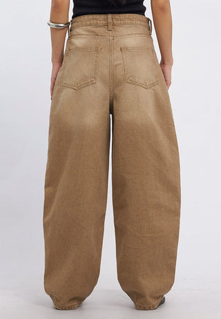Washed Barrel Denim Pants